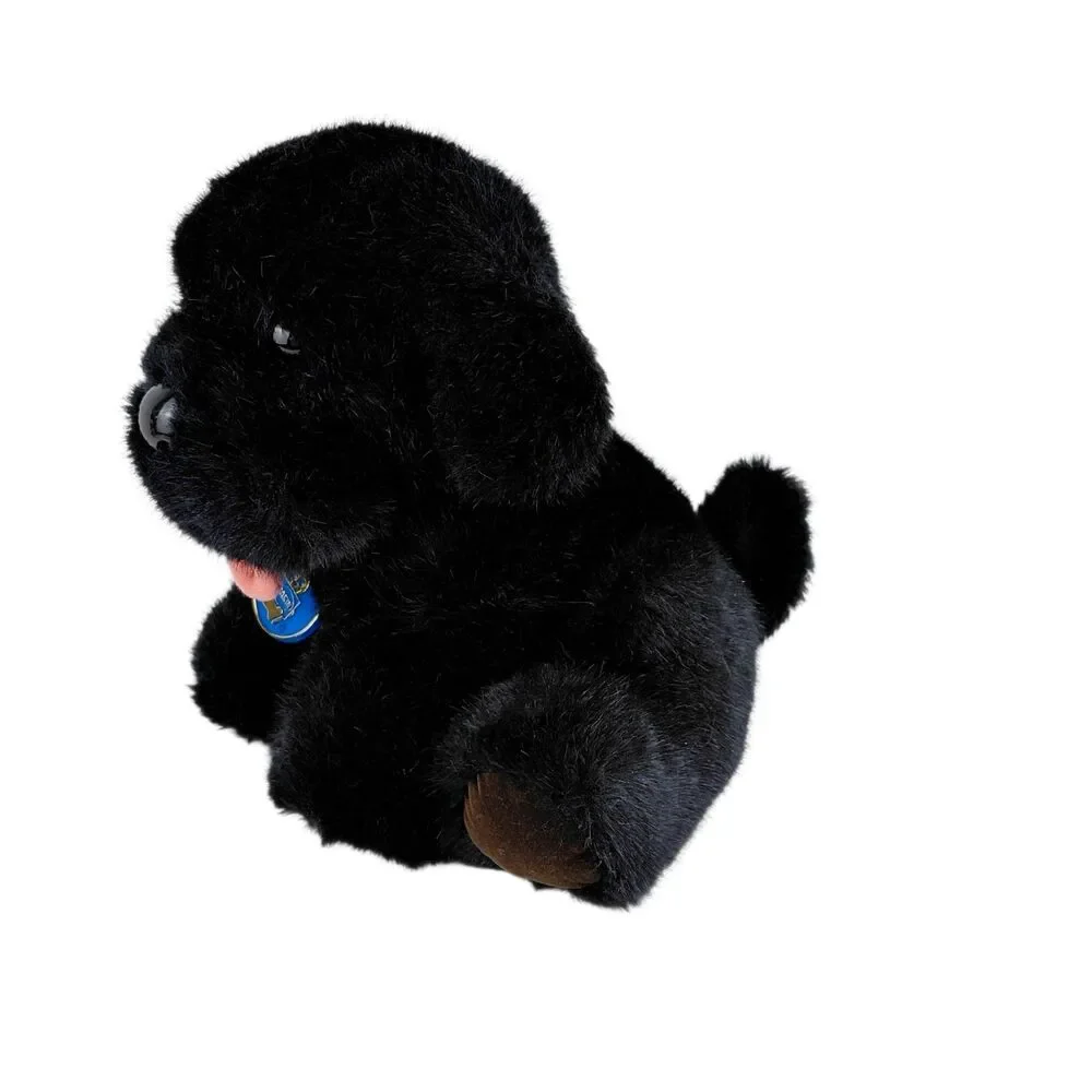 Dakin Puppy Dog Black Labrador Plush Pink Tongue Stuffed Animal Tag 1985